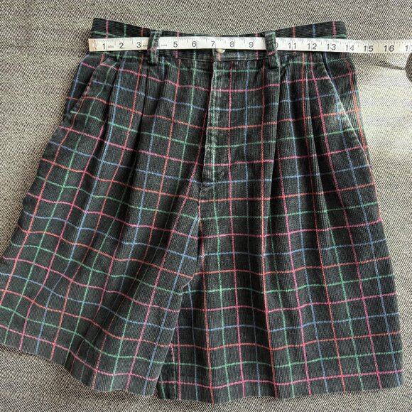 Corduroy Vintage Shorts Wide Leg 28W Plaid - Picture 6 of 13